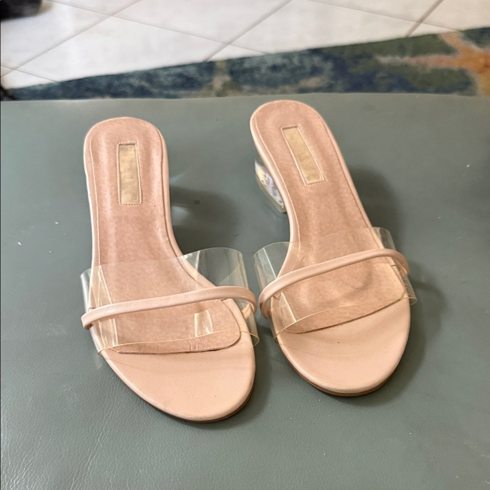 Billini beige and Clear Heeled Sandals